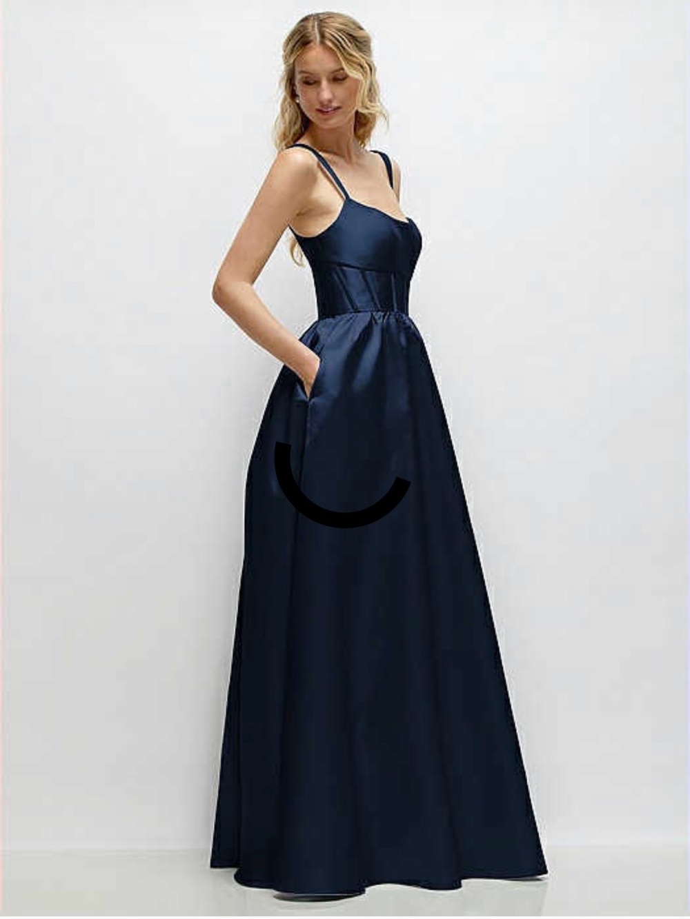 Dessy Collection by Vivian Diamond Midnight Navy Satin Corset Gown NWT - Picture 3 of 5